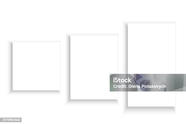 Large Rectangular Paper Blank Rectangular Paper Set Shadowed Floating Sheets Simple White ...