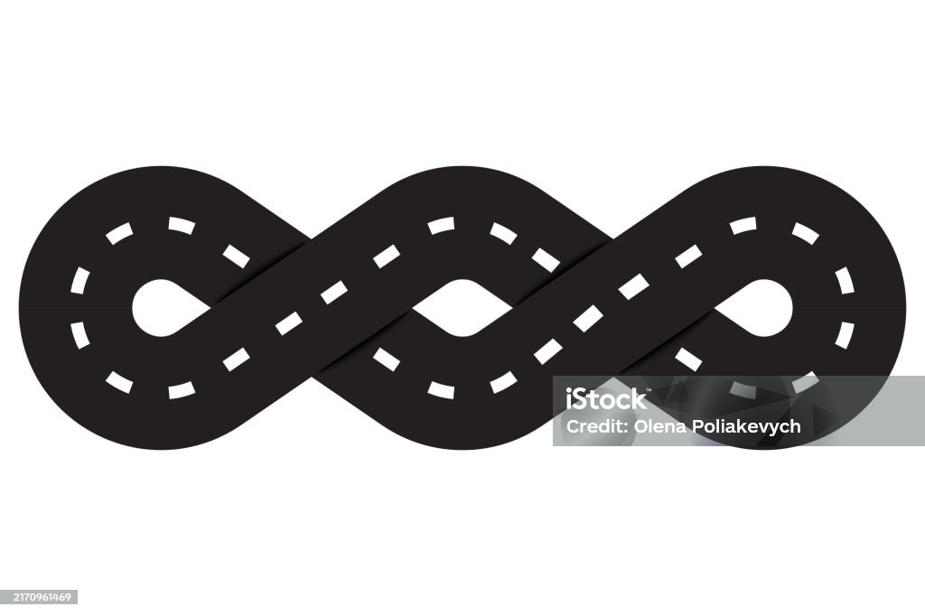Infinity Loop Road Endless Curved Path Black Asphalt Route Vector ...