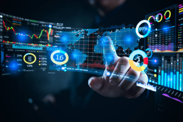 istock Businessman interacting with global financial data on digital interfaces, analyzing stock market trends and international business metrics. Ideal for finance presentations, global trade, 2170961630