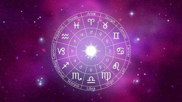 istock Circle with Zodiac Signs on Colorful Starry Space Background. Vector Illustration 2170961682