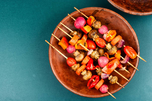 istock Vegetarian shashlik or kebab from vegetables. 2170962631