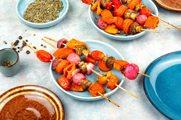 istock Roasted vegan skewers. 2170963012
