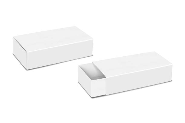 istock White blank paper slider box. 3d vector mock-up. Cardboard tray and sleeve two-piece gift box. Realistic mockup. Paperboard sliding lid container packaging. Template for design 2170965820