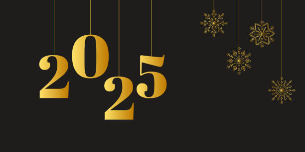 istock 2025 background with golden snowflakes. Greeting card, banner, poster. Vector illustration. 2170970262