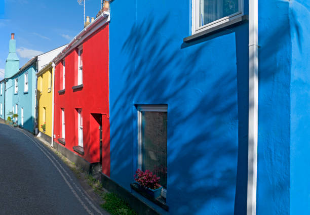 Colourful Cottages in Millbrook, Cornwall, UK
