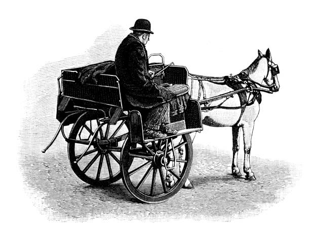 Antique Illustration: Jaunting car, Dublin
