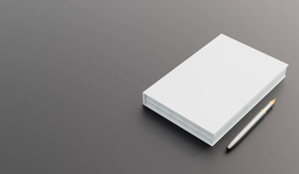 istock Blank notebook with pen, Live view of blank notebook and ballpoint pen with background. Book cover sample, Workspace on desk, Top view of realistic notebook. 3D render. 2170986057