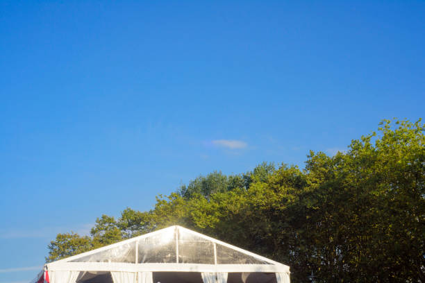 Transparent roof in plastic tent