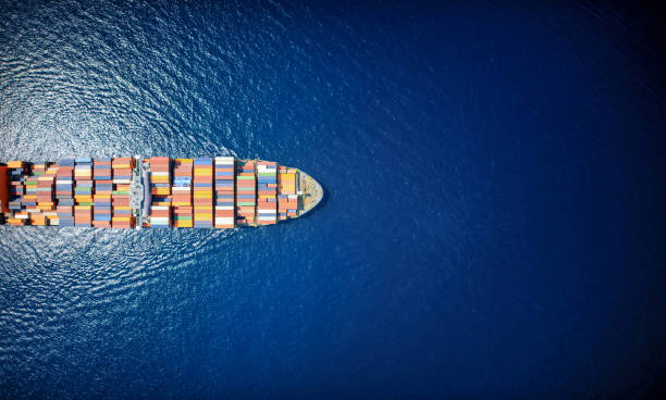istock High aerial top down view of a large container cargo ship with copy space 2170998258