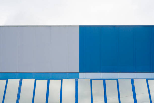 istock Mirror windows in blue and grey factory 2170998279