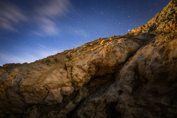 Free Stock Photo of Starry night over illuminated rock formation ...