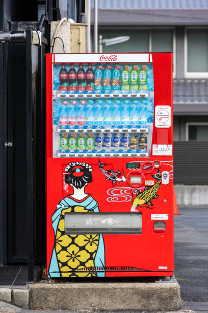 Kyoto, Japan - August 30, 2024 : Japanese vending machine in Kyoto, Japan.