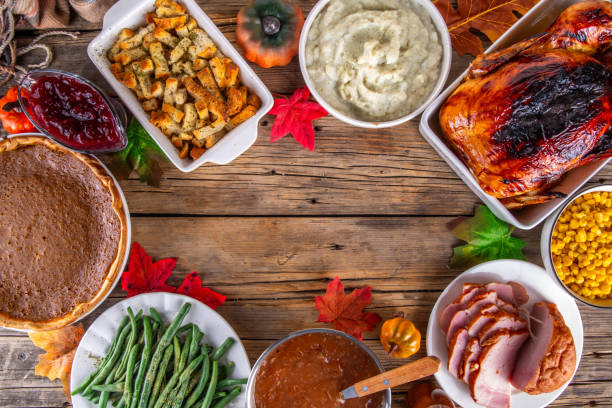 istock Thanksgiving dinner or lunch foods table 2171005766
