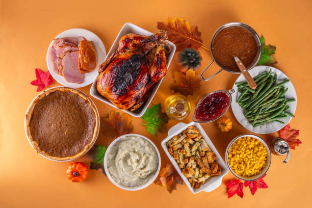 istock Thanksgiving dinner or lunch foods table 2171005772