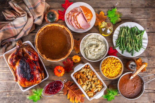 istock Thanksgiving dinner or lunch foods table 2171005839