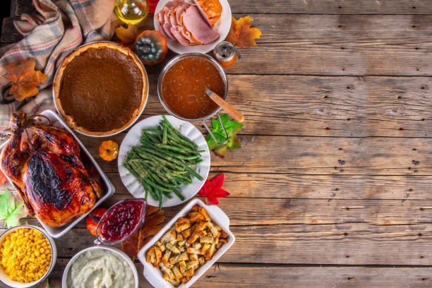 istock Thanksgiving dinner or lunch foods table 2171005841