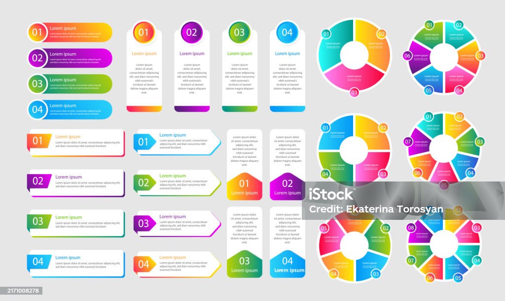 Visual Fact Box Vector Infographics Set Text Boxes And Buttons Collection With Place ...
