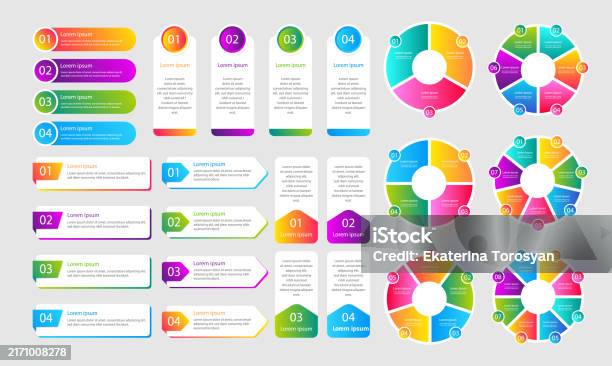 6 Text Box Graphics Vector Infographics Set Text Boxes And Buttons Collection With Place ...