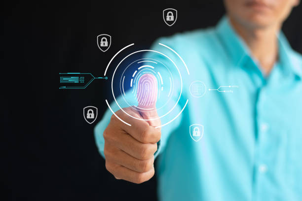 istock Fingerprint Scanning for Data Protection, Future Technology and Cybernetics Security on the Internet, Business Identification 2171012093