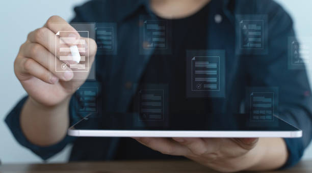 istock Business people select one Correct data, concept of Data review and data management, Approve data online, Check list data and data quality assurance. 2171018622
