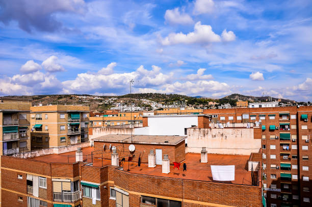 istock A cityscape with a cloudy sky and a few buildings 2171019743