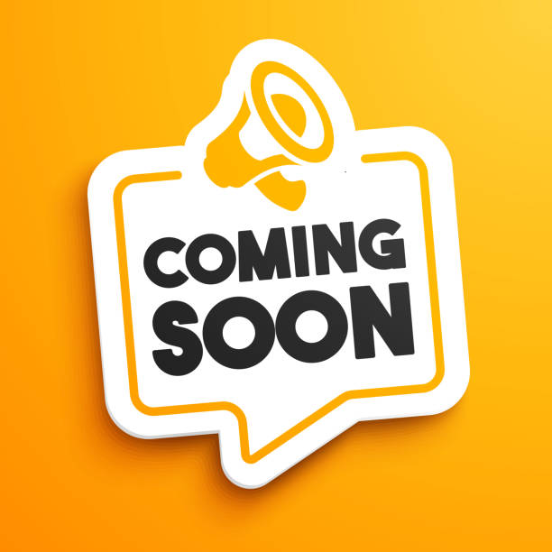Coming Soon Speechbubble Advertising With Megaphone Icon Coming Soon Speechbubble Advertising With Megaphone Icon stay tuned concept stock illustrations