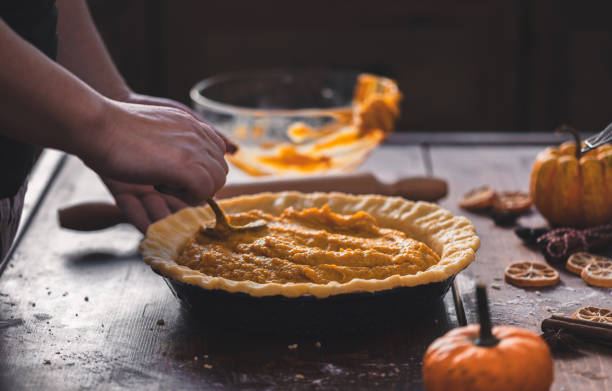 istock Woman preparing pumpkin pie at home 2171035318