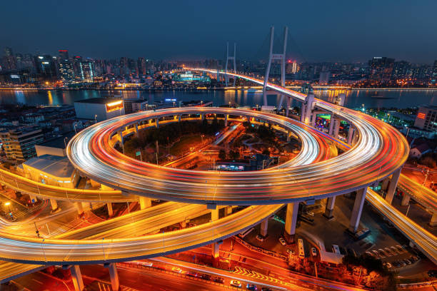 istock Night Trails Over the Pudong Overpass 2171039819