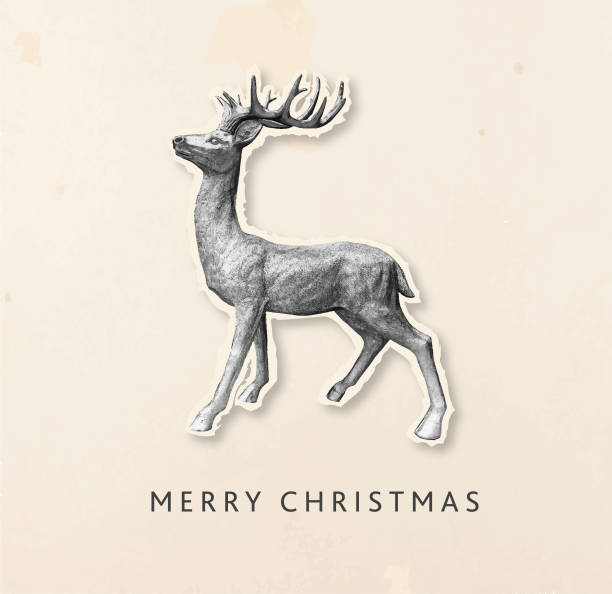 istock Collage style Christmas Deer made of abstract shapes on newspaper textured background 2171042462