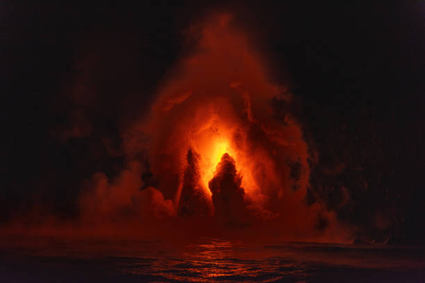 Hawaii's Kilauea volcano eruption formed a lava tube coming out the side of a cliff and emptying into the ocean, causing explosions, chemical reactions, and tremendous amounts of heat.
