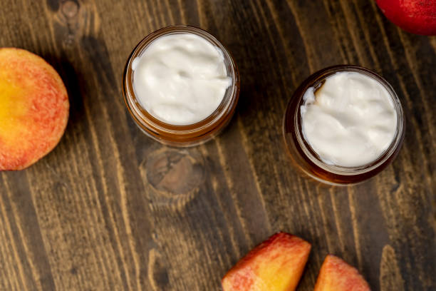 istock fresh yogurt with jam and pieces of ripe nectarine 2171048199