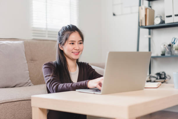 istock Happy Asian woman working from home. 2171059127