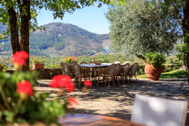 istock Luxury dinner table in the garden 2171064343