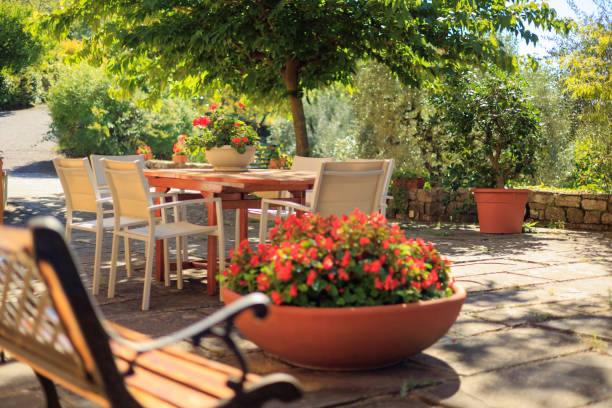 istock Luxury dinner table in the garden 2171064351