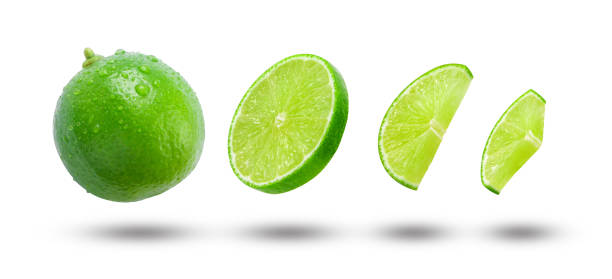 istock Flying lime has water drop with slice green lime isolated. 2171068625