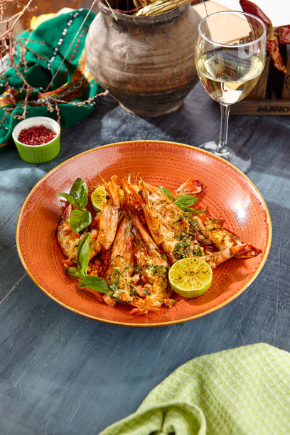 istock Grilled Shrimp with Lime Garnish in Rustic Setting – Culinary Stock Photo 2171071760