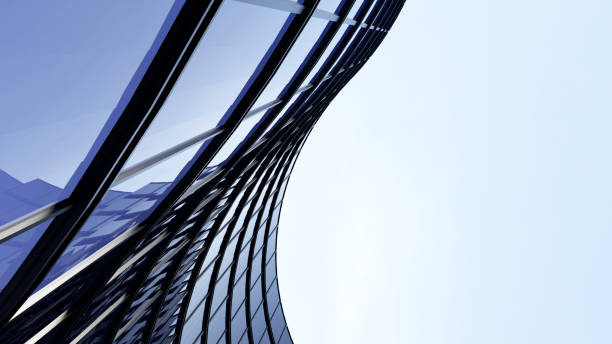 istock 3d rendering of modern architecture, Skyscraper glass office building with curve glass window. 2171073770