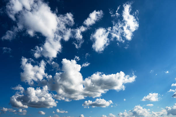 istock Beautiful blue sky with soft white clouds background 2171080442