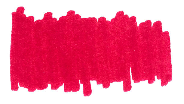 Grunge Red Marker Pen Hand-Drawn Line Strokes Isolated on White Background