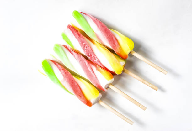 colorful spiral popsicle isolated on white background
