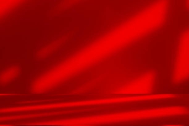 istock Studio style background wall decoration presentation uses white and red tones. with shadows cast from a nearby window, concept creating a decorative 2171084669