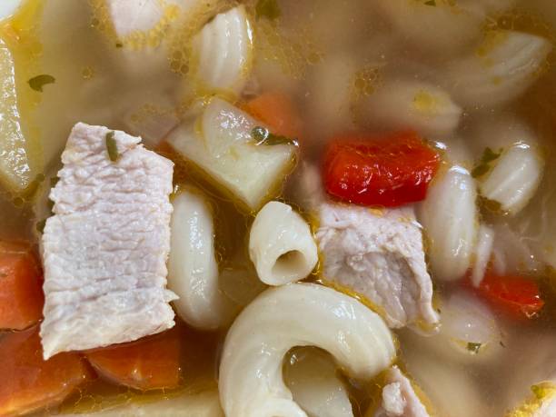 istock Texture of chicken soup with noodles and vegetables 2171086493