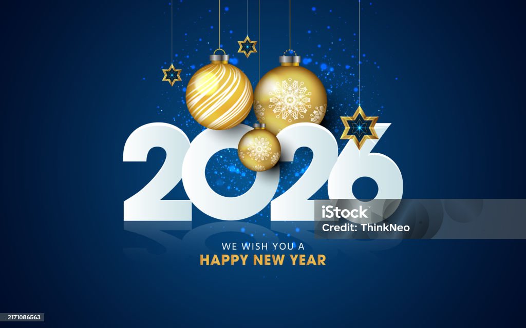 2026 Happy New Year Festive Design For Christmas Background Stock