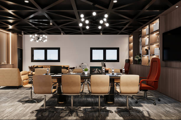 istock An empty meeting room and conference table 2171089305