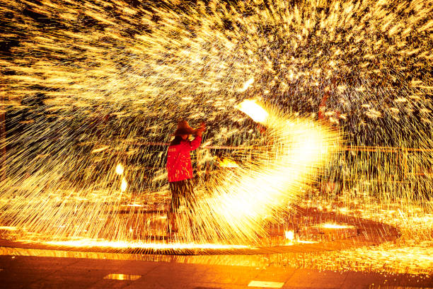 istock Chinese traditional performance skills, iron flower performance 2171091668