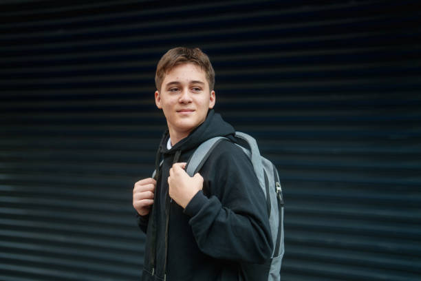 Portrait of a high school boy, going to school.