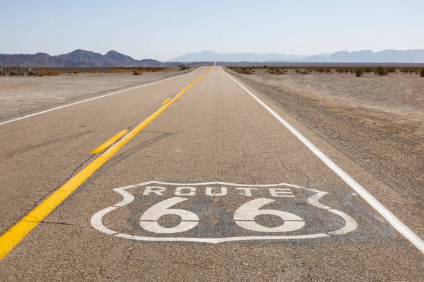 istock Route 66 Sign - Starry, Glowing Red 2171093489