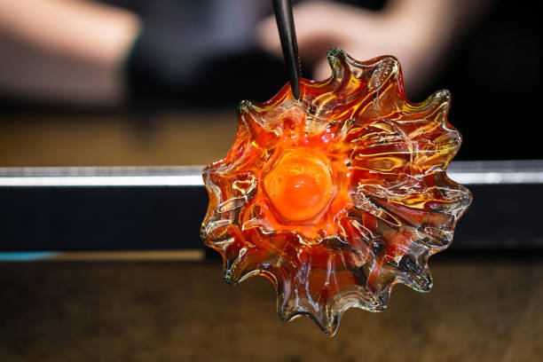 istock Molten glass in shape of a flower 2171095909