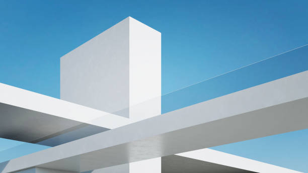 istock 3d render of abstract white modern architecture against the blue sky 2171097094