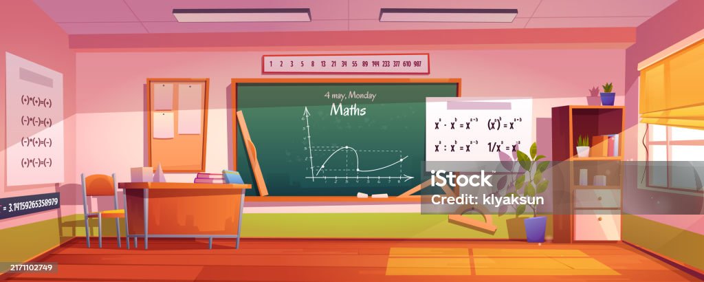 Math Class Room Animation Math Classroom Interior Stock Illustration - Download Image Now ...